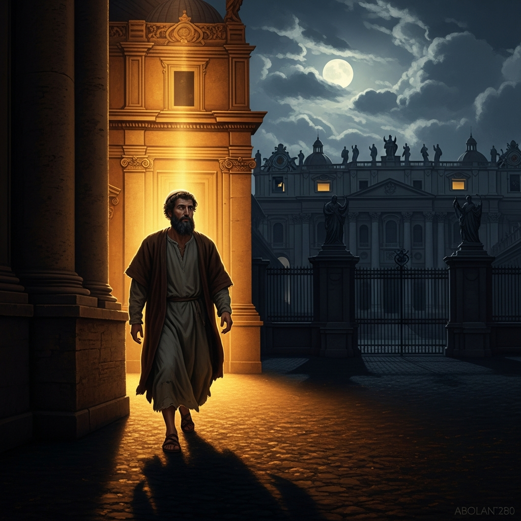 On the night of the planned audience at Soriano nel Cimino, a messenger arrives at Abulafia's lodgings: the Pope has died. He goes out and looks at the sky.