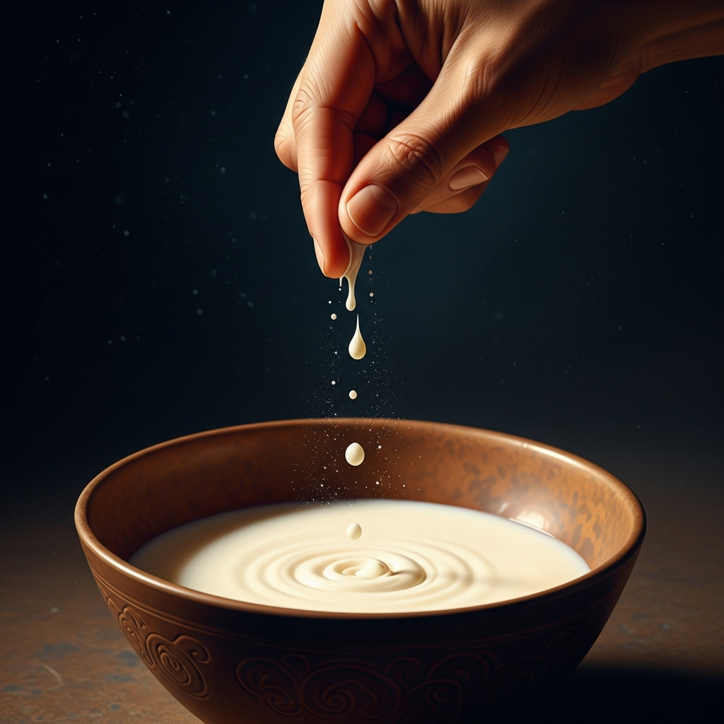 He dips his finger nine times into the bowl of airag and sprinkles the fermented mare's milk into the air as offering. Each drop catches the morning light before it falls. The sky says nothing. The sky says everything.