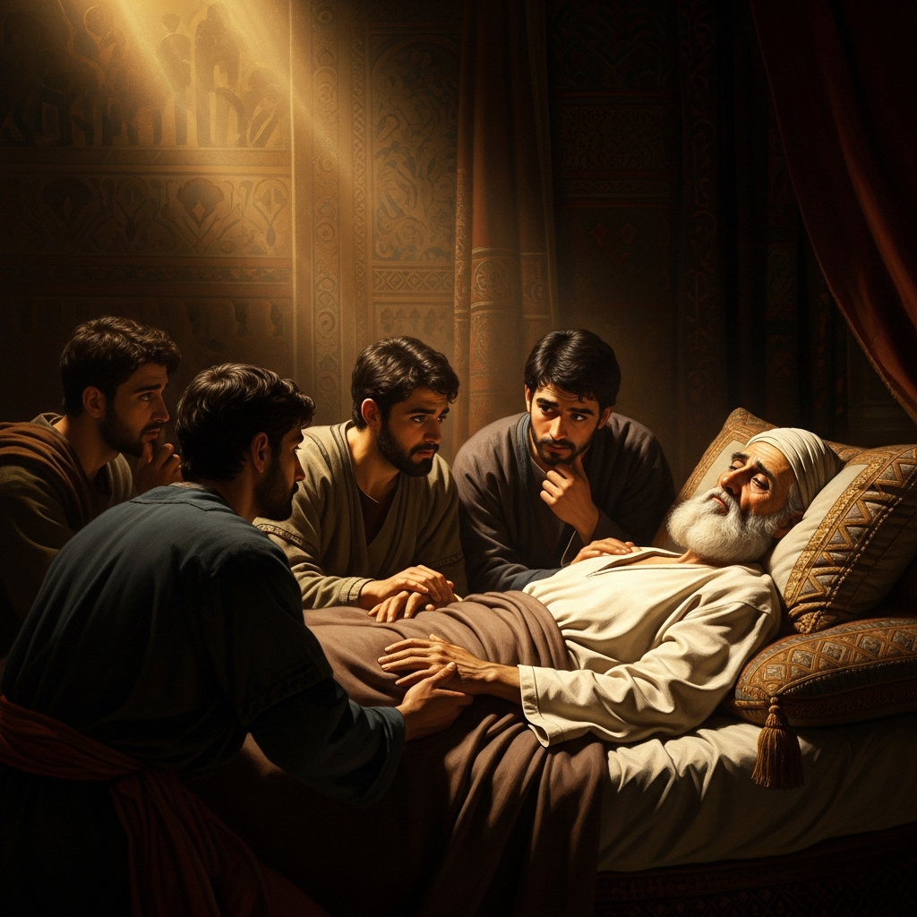 Lying on his deathbed, Ali tells his sons that Ibn Muljam is to receive one blow only — not torture, not war — because God alone judges the heart.