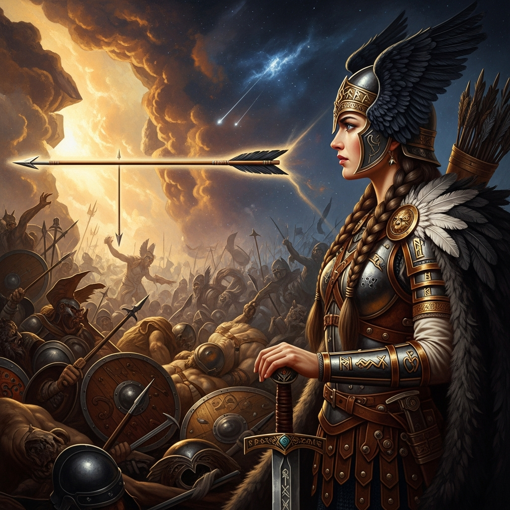 The arrow crosses twenty yards of chaos and finds the one gap left unguarded. Göndul watches it go. This is not chance. This is what she came to see.