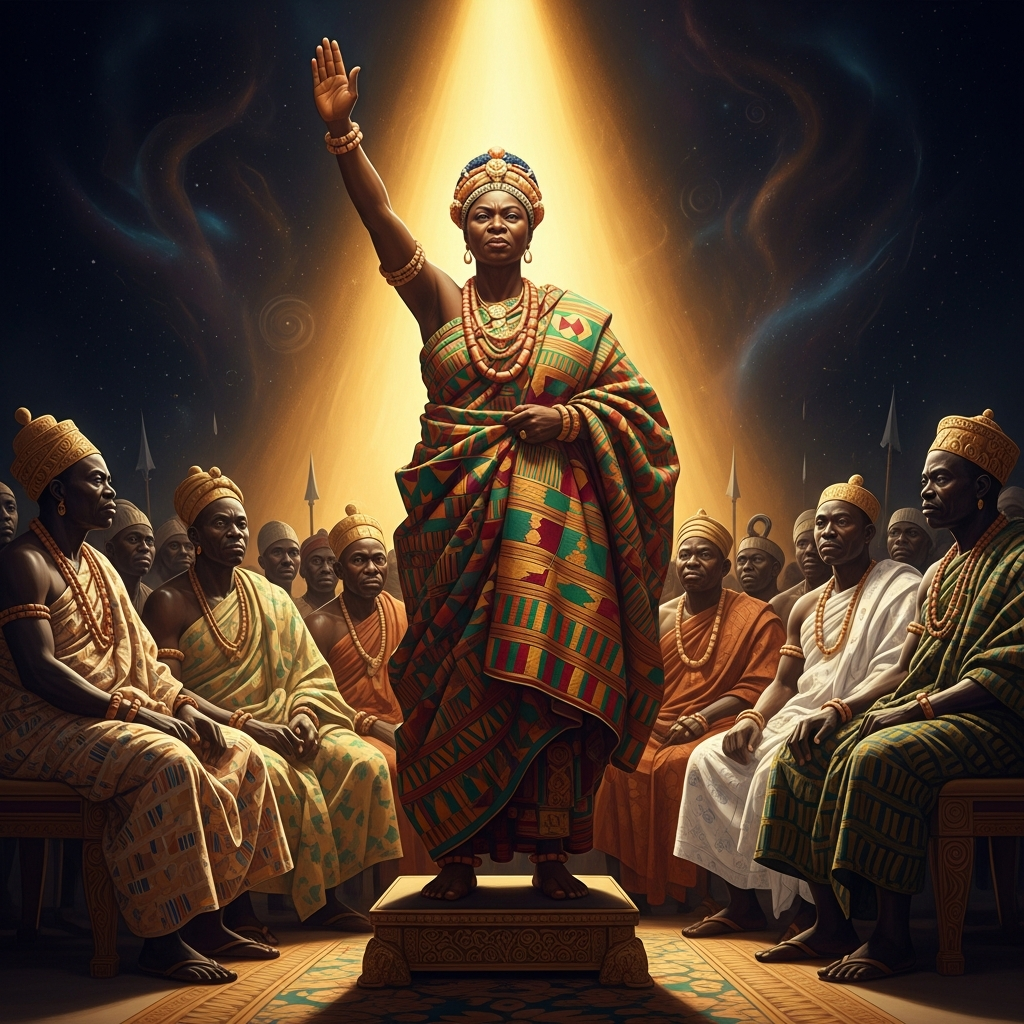 Two centuries later, Yaa Asantewaa rises in the council of chiefs and seizes a rifle. The British governor has demanded the stool. She will give him war instead.