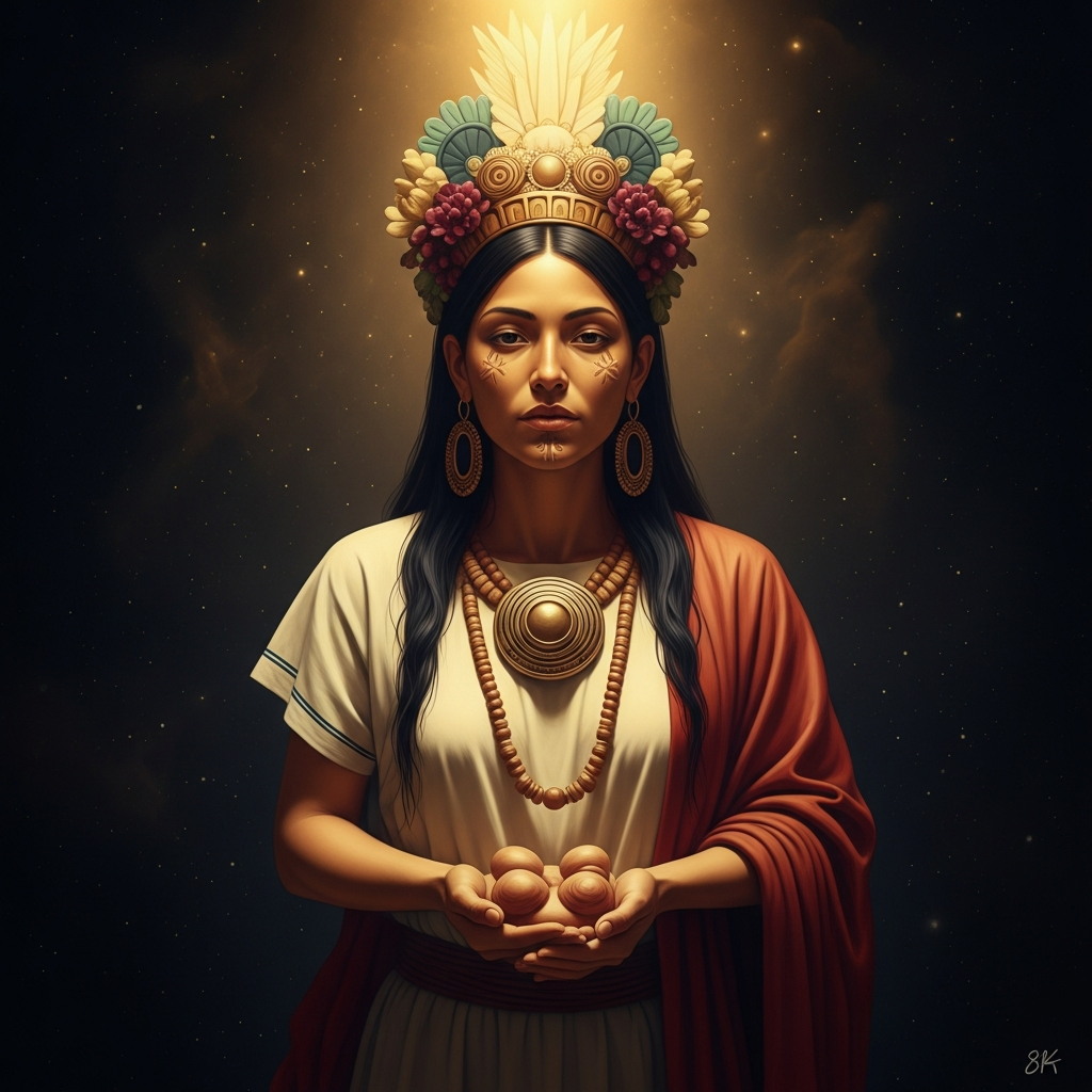Cihuacoatl as midwife — the original face of the goddess, present at every birth, speaking the words of welcome to the newborn warrior or the newborn captive. She who receives every life into the world also receives every death.
