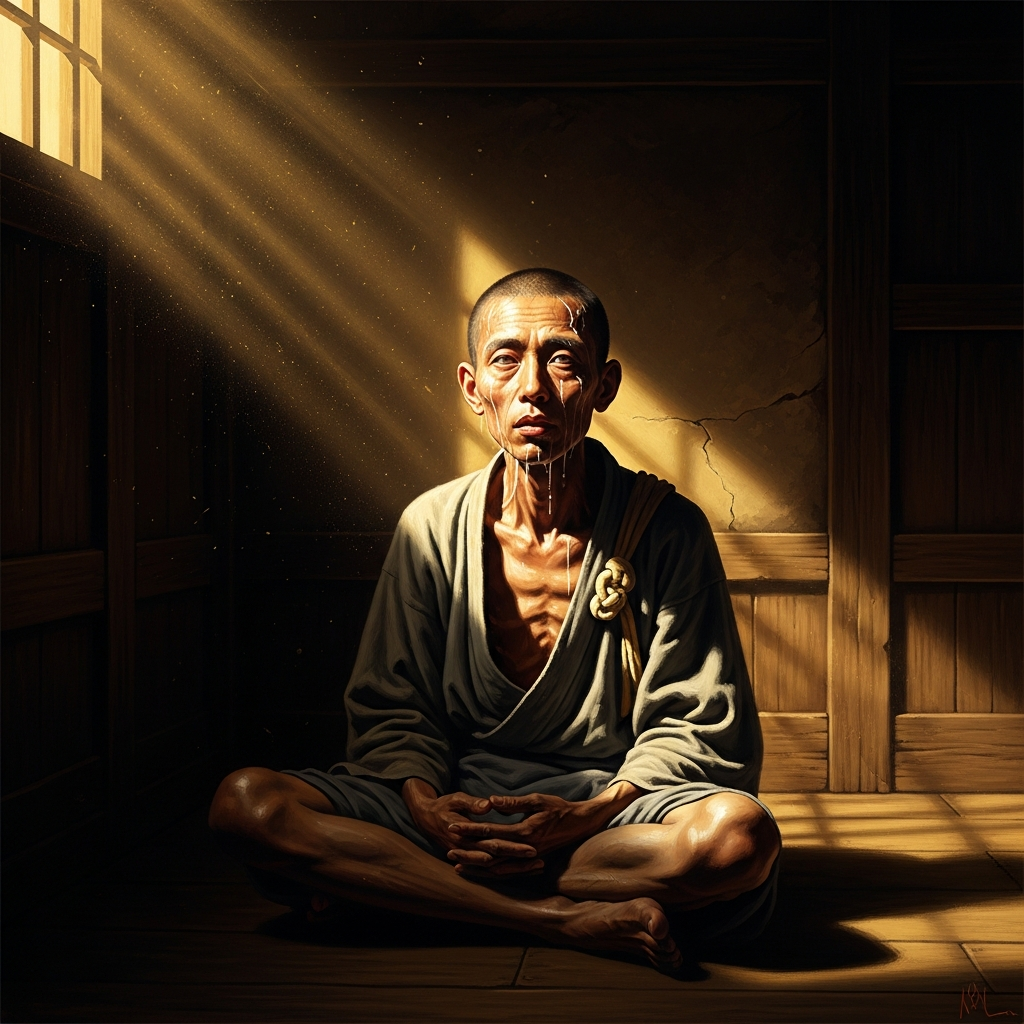 Ako, 1648. Bankei collapses in a fever near death, and in the illness something clarifies. He survives. He sits with what he has found.