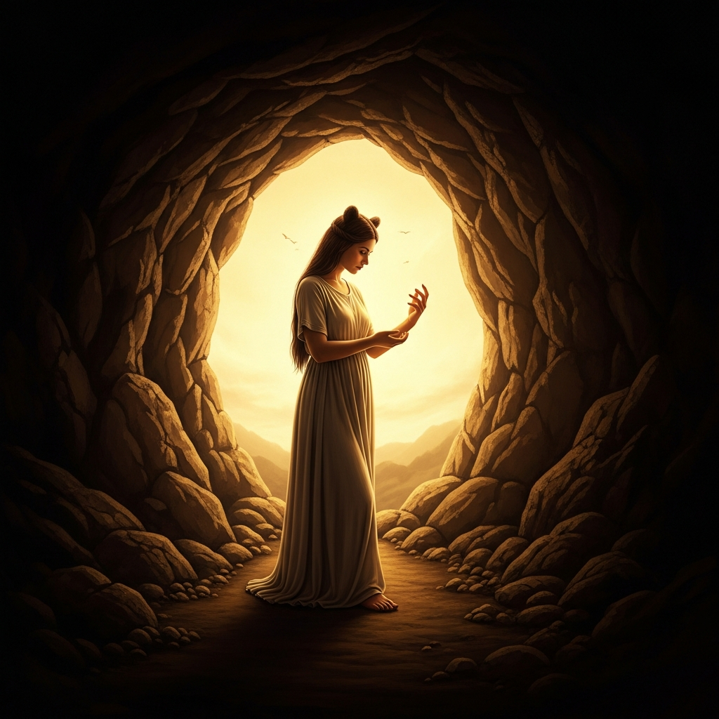 On the twenty-first day, the Bear Woman walks out of the cave into the morning light. She is no longer a bear. She stands at the cave-mouth and looks at her hands the way a newborn looks at its hands — except she remembers what they were before.