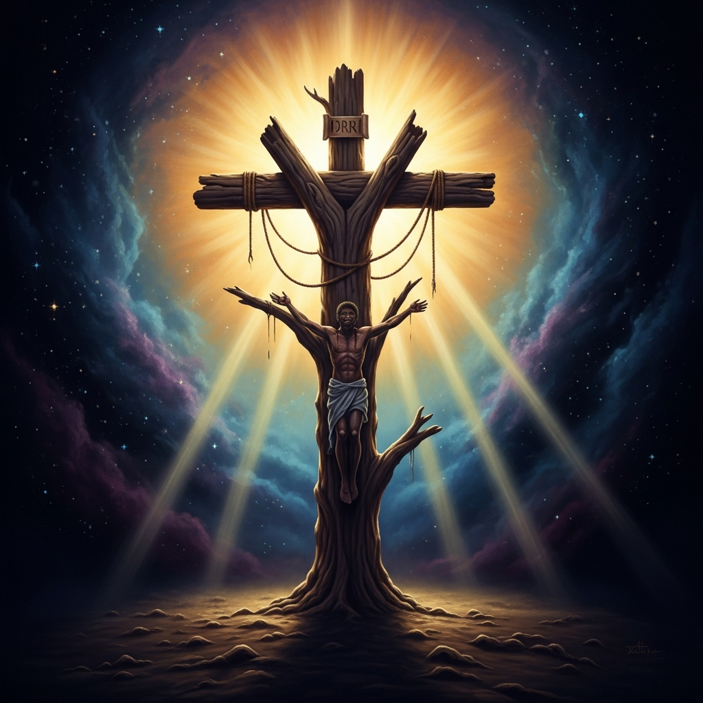The image at the center of Cone's later theology: the cross and the lynching tree as the same symbol, the same God, the same suffering.