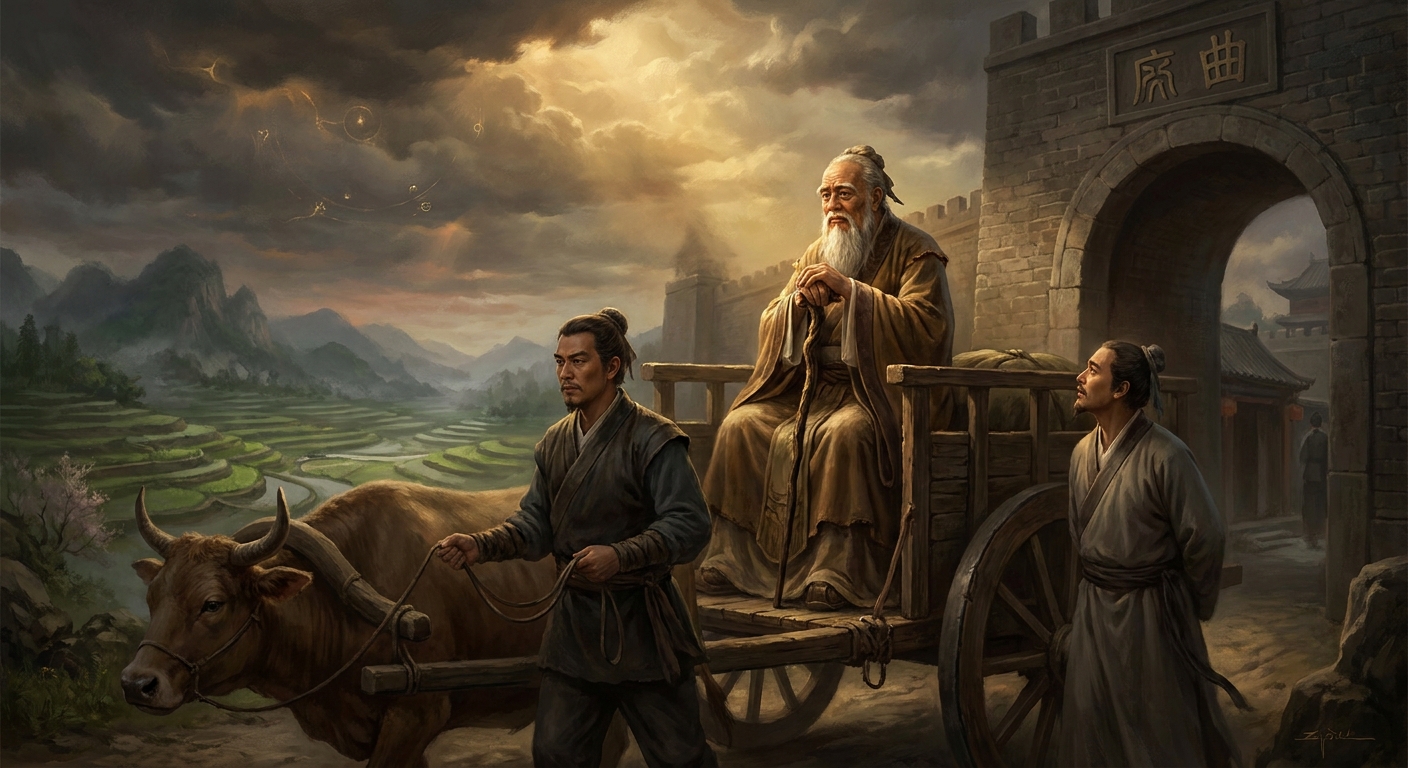 Three days of silence on the road home. Then, to his disciples: *'I have seen the dragon. Lao Tzu rides upon the wind.'*