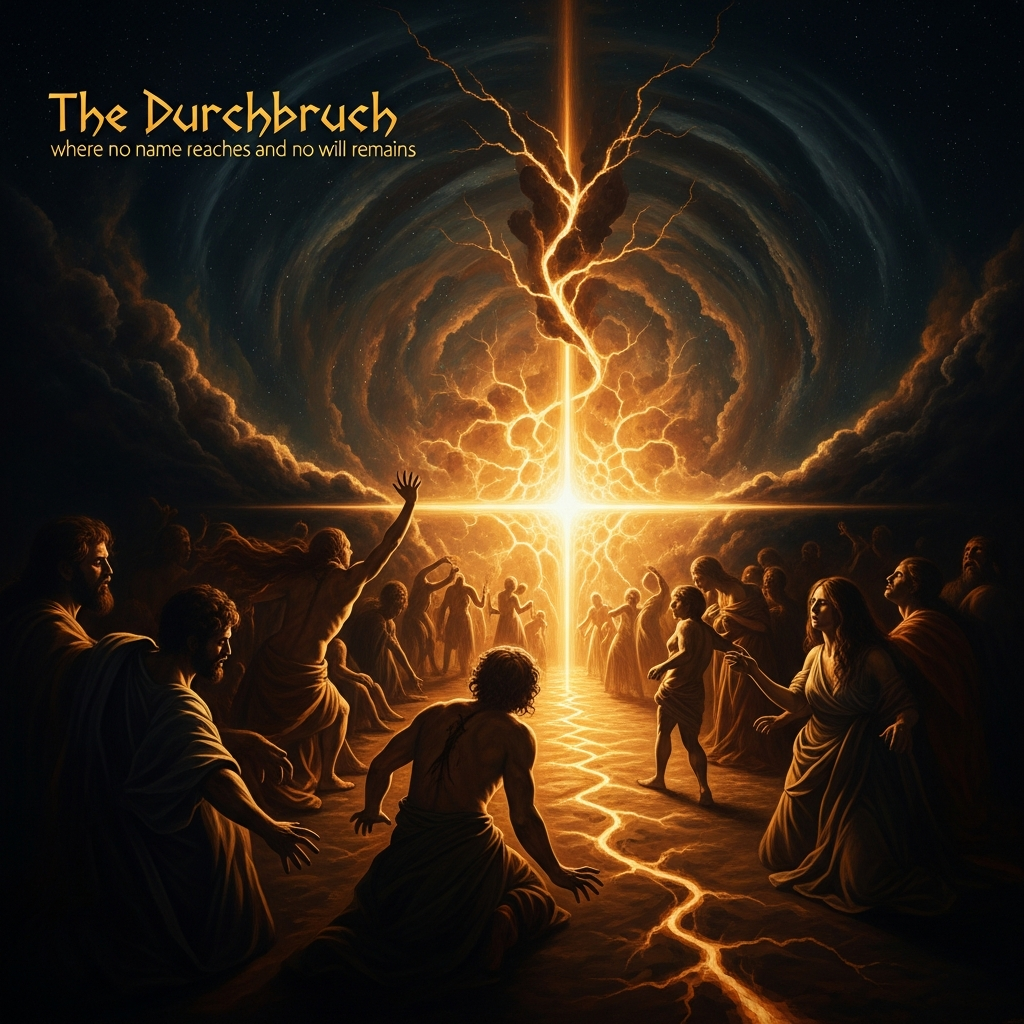 The *Durchbruch* — the breakthrough past the Trinity into the naked Godhead where no name reaches and no will remains.