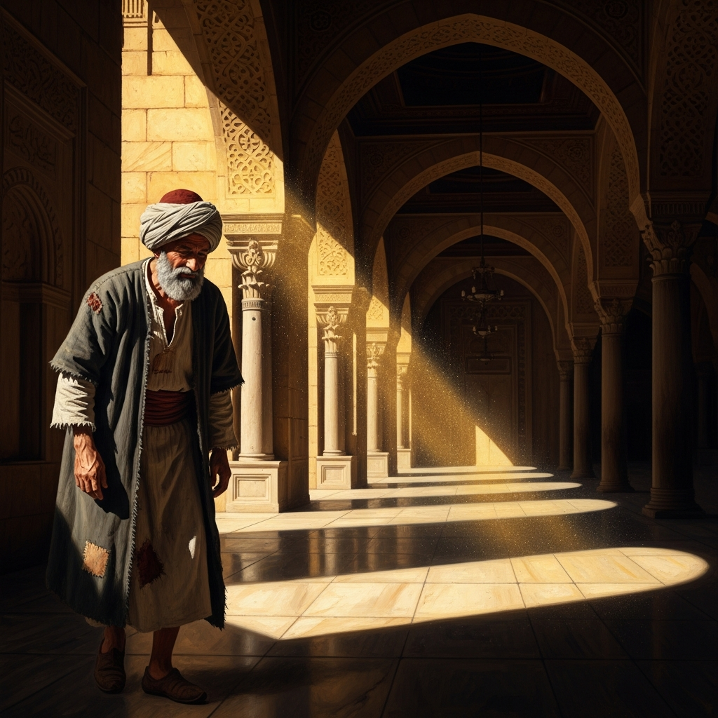 Disguised as a Sufi traveler, the former rector of the greatest madrasa in Baghdad walks the colonnades of the Umayyad Mosque in Damascus, unrecognized, learning what silence actually contains.