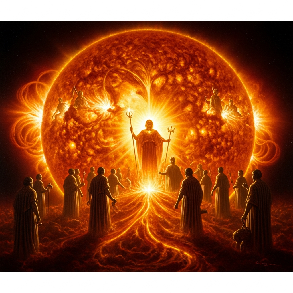 The interior of the sun's tunnel at the fourth double-hour: total darkness in every direction, no up or down, no sign of either gate. Gilgamesh walks by the sound of his own feet, two-thirds god and one-third the most determined mortal who has ever moved through absence.
