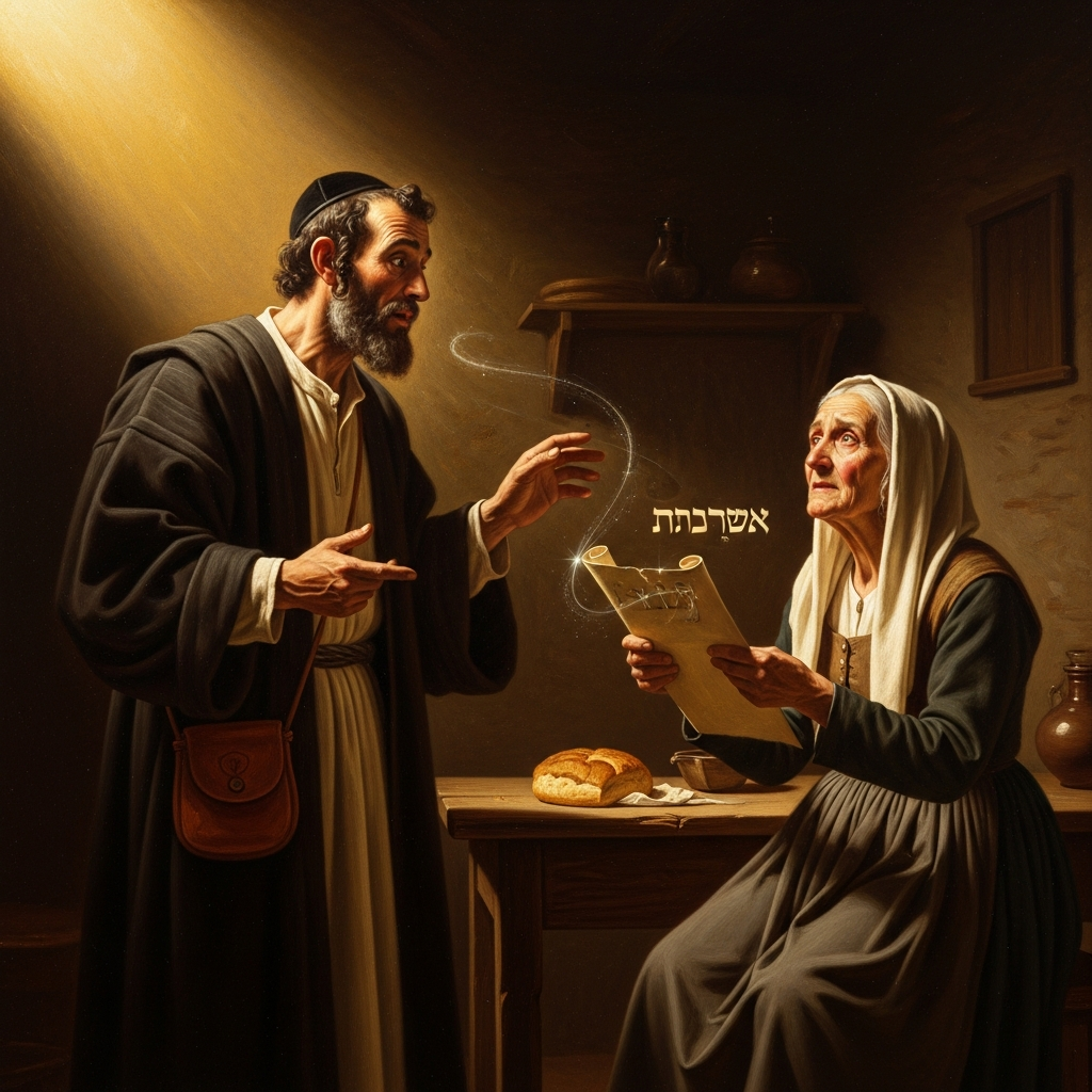 Isaac ben Samuel of Acre arrives in Ávila with money and a question. The widow tells him: my husband wrote it himself. He needed bread. He could not sell what was his — so he sold what was Rashbi's.