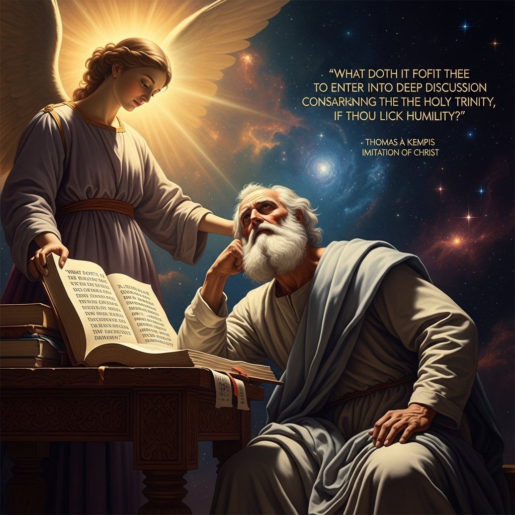 The Imitation open to its most famous line — What doth it profit thee to enter into deep discussion concerning the Holy Trinity, if thou lack humility?