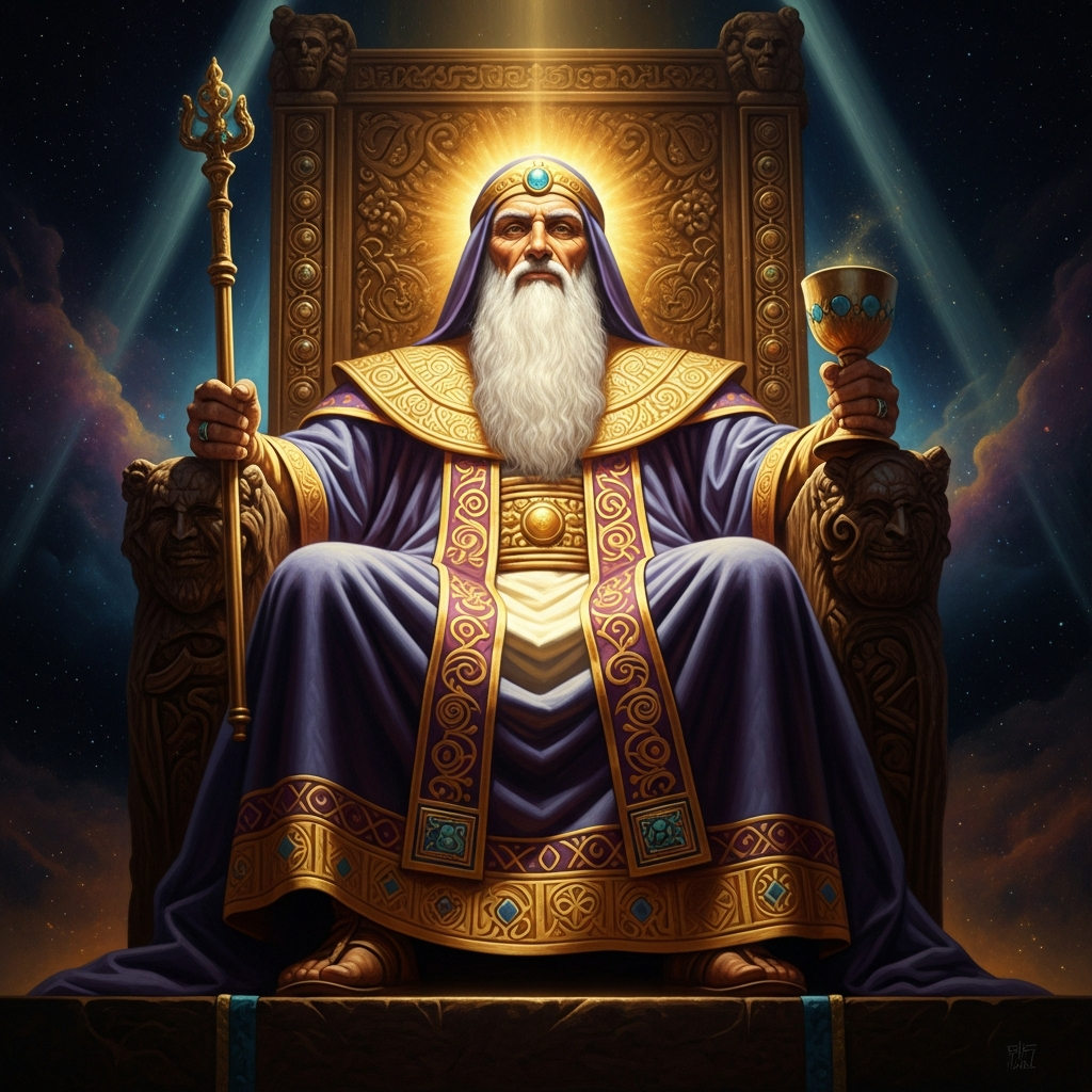 El appears in Kirta's dream — the patriarch of the gods bending over the weeping king, his voice gentle as water over stone, his instructions precise as a battle plan.