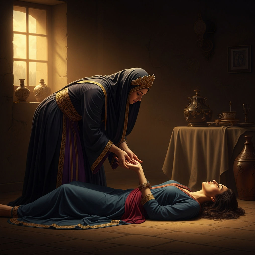 She bends over the dying woman, her black and purple robes pooling on the floor of the house. Her hands press the peppered rum into the woman's palm. She speaks in the voice the Gede use when they are not joking — direct, clinical, merciful. This woman will live.