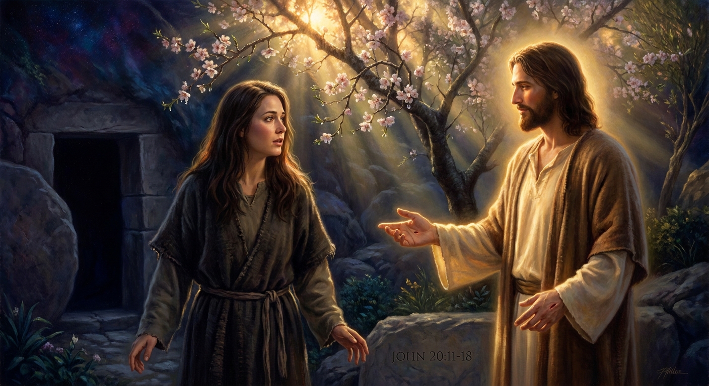 Mary turns to the man standing near the garden. She thinks he is the groundskeeper. She is asking him where the body has been moved. He says her name. That is all it takes.