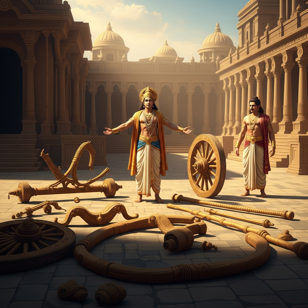 Nagasena has taken apart a chariot in the courtyard and laid the pieces on the ground: wheel, axle, yoke, frame, pole. He stands among the parts with his arms open as if to say: find the chariot. The king walks slowly among the pieces.