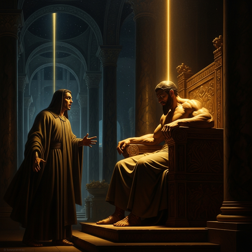 Nergal refuses to rise when Namtar, Ereshkigal's envoy, enters the hall of the gods — the insult that begins everything.