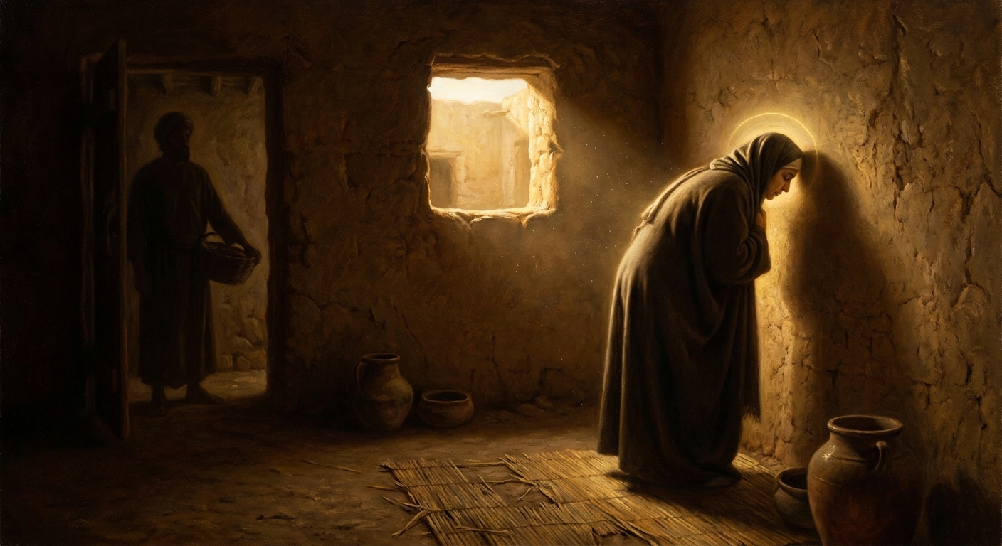 In her bare hut she keeps her face turned to the wall, refusing to glance at the gardener-suitor lest his face occlude the Beloved's.