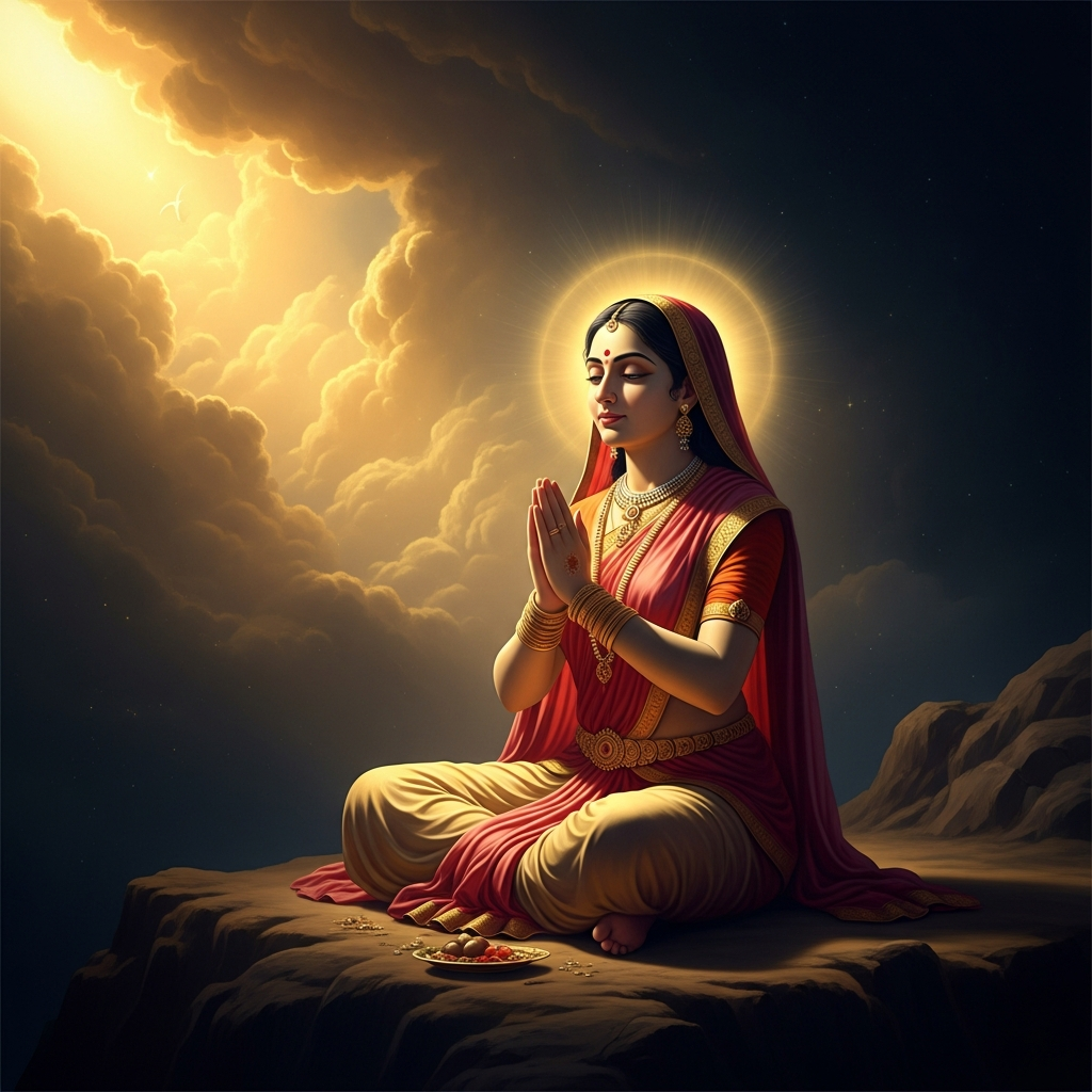 Princess Rajimati, her wedding abandoned, eventually takes the vows herself on Mount Girnar. She becomes one of the earliest women in the Jain tradition to achieve liberation. She learns what he learned at the pen: that she was already free.
