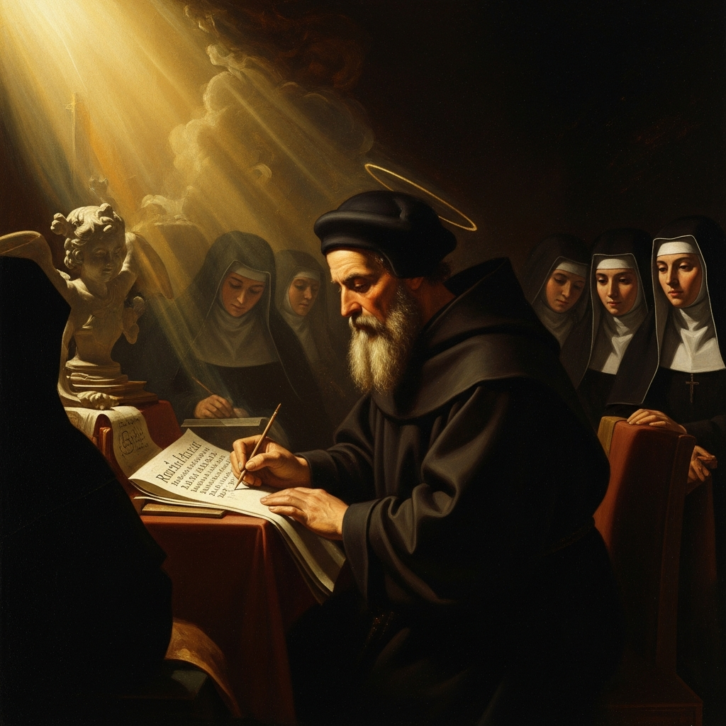 Rolle at Hampole, writing in English for the community of nuns — the vernacular mystic at work.