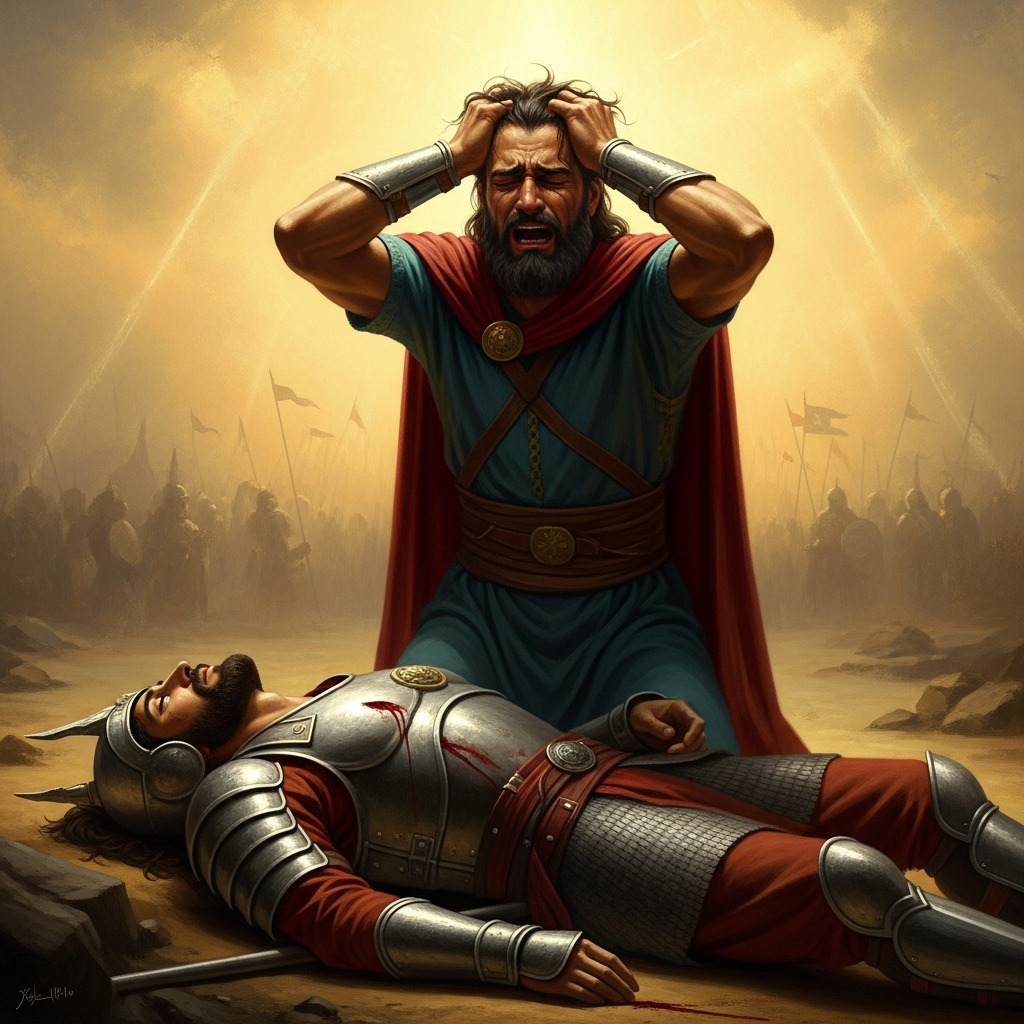 Rustam tears his own hair and beard before the body of his son, the invincible hero broken by the one wound no armor could stop.