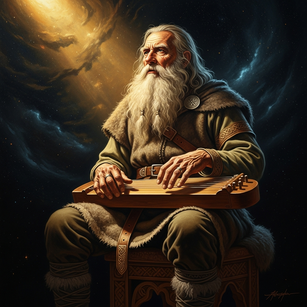 An old skald in Snorri's hall recites a verse Snorri has been hunting for years. Snorri is taking dictation. Half the kennings refer to myths the skald himself can no longer fully explain.