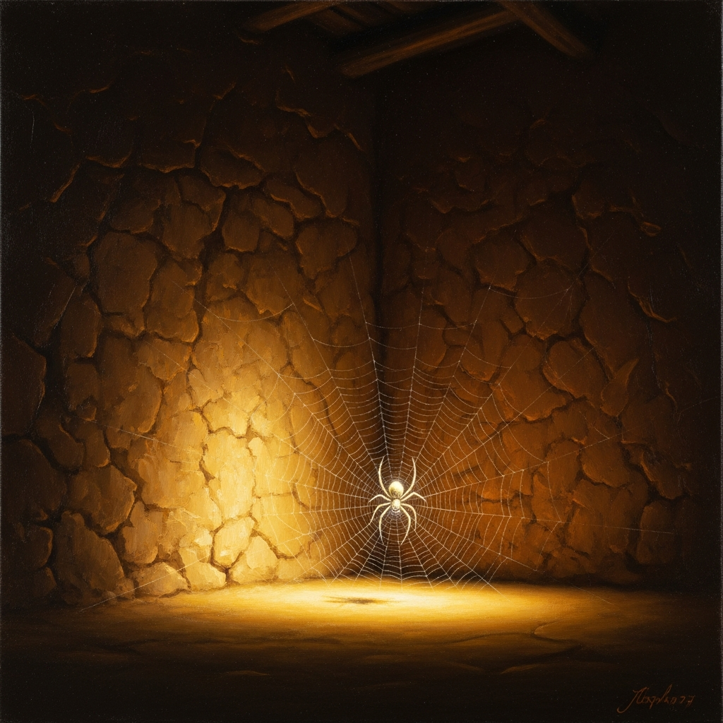 In the corner of a Hopi room, barely visible, a small spider sits in her web. She is always there. She was there before the room was built.