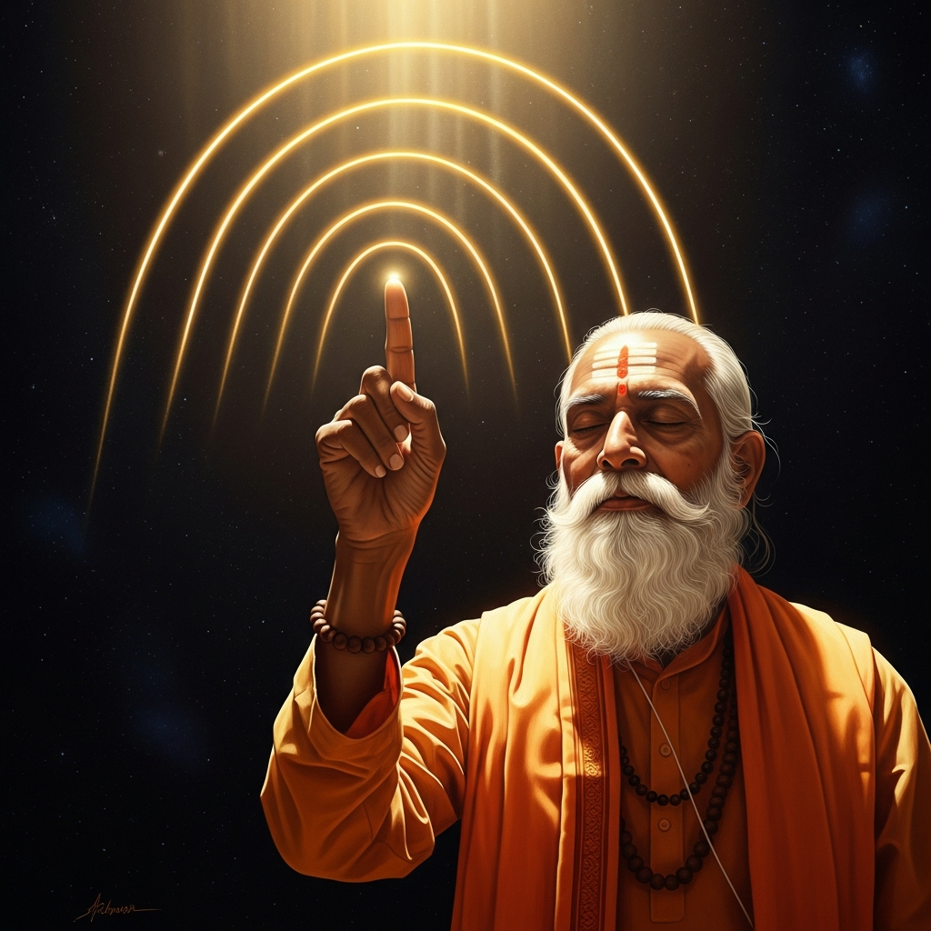 The acharya traces seven arcs in the air with his finger. Each arc is a different relationship between a subject and the word 'is.' The scribes in the back row copy furiously. The monks in the middle row are very still.