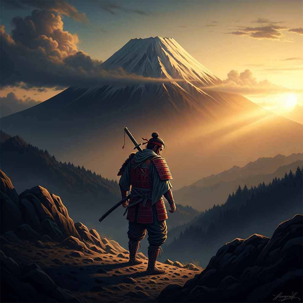 The warrior descends from Kurama-yama at dawn, sword at his back. The mountain is behind him. He will carry what happened on the mountain for the rest of his life without being able to say precisely what it was, which is exactly what the tengu intended.