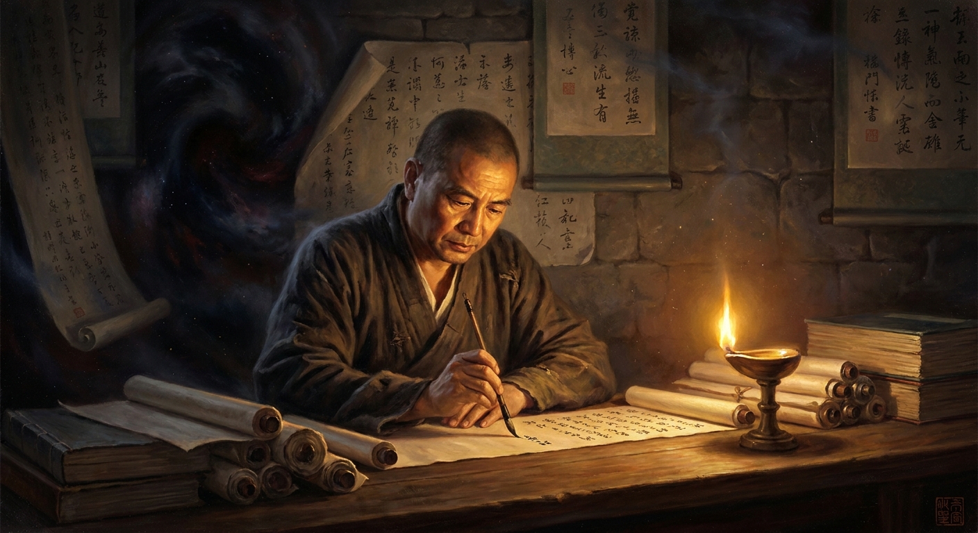 Four centuries later, Wumen sets down his brush. *'Concentrate on this one word, day and night, until it becomes a red-hot iron ball in your throat.'*