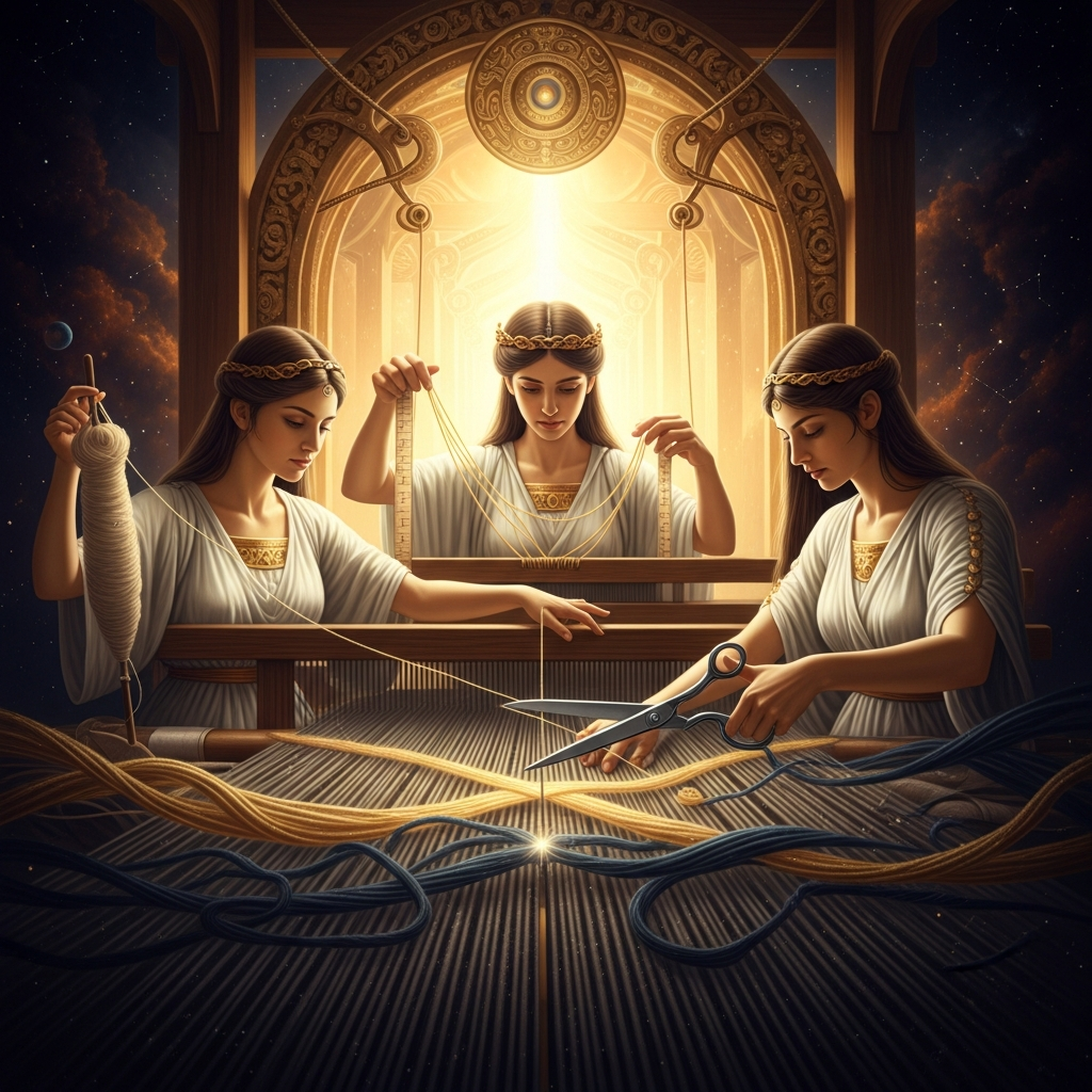The Woven, the Weighed, and the Accumulated: Fate Across Five Traditions — hero image