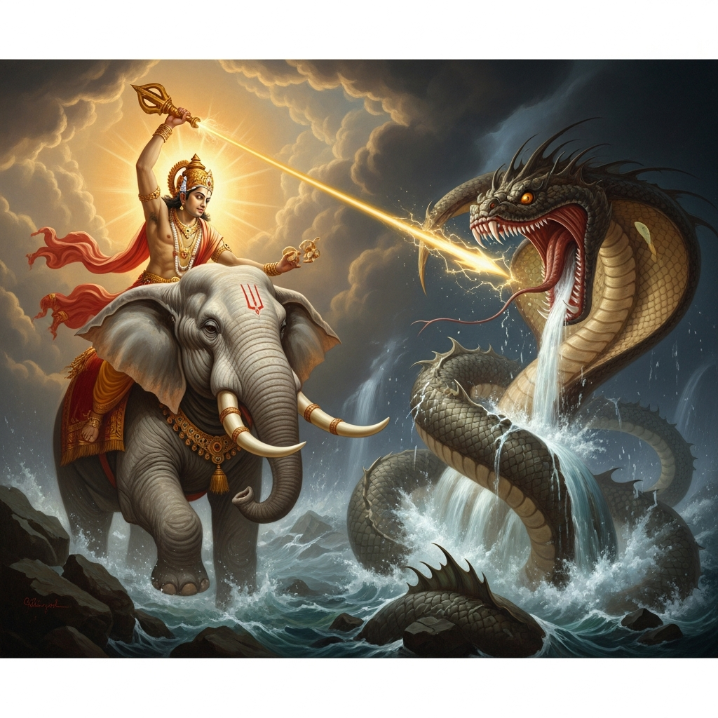 Indra Smashes Vritra and Releases the Waters — hero image