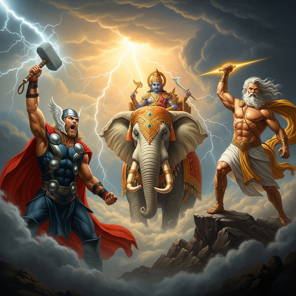 Thunder Kings: Zeus, Thor, Indra, Jupiter, Susanoo, and Tlaloc — hero image